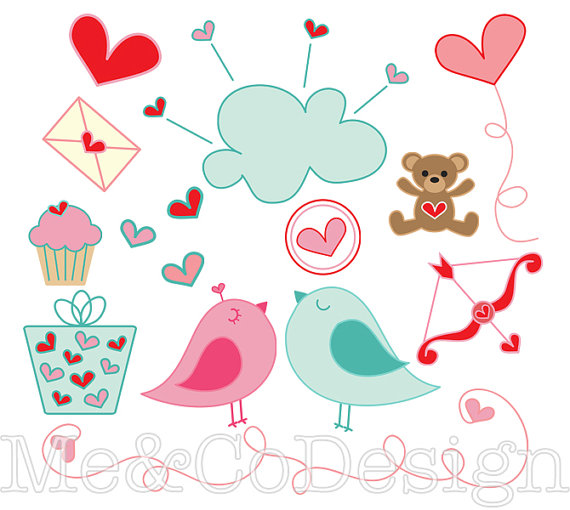 570x510 Lovey Dovey Clipart, Fun Cute Clipart, Romantic, Instant Download