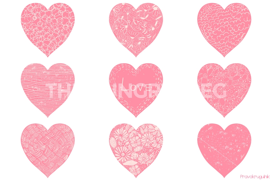 870x579 Pink Valentine Hearts Clipart, Romantic Valentine Clip Art, Hand