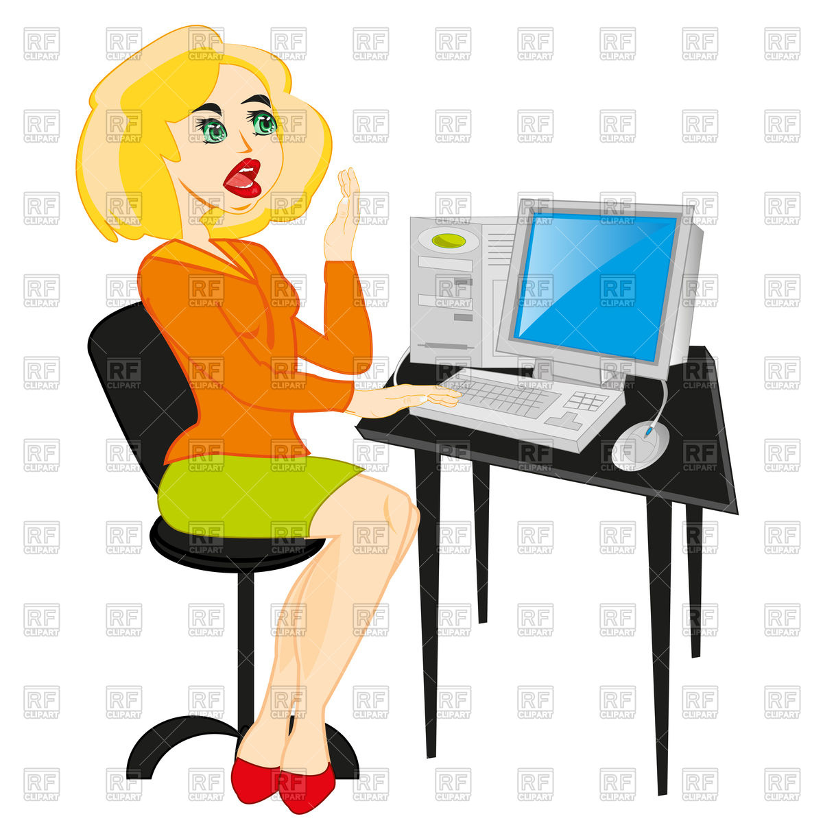 1200x1200 Making Look Younger Girl Sits In Room For Computer Royalty Free