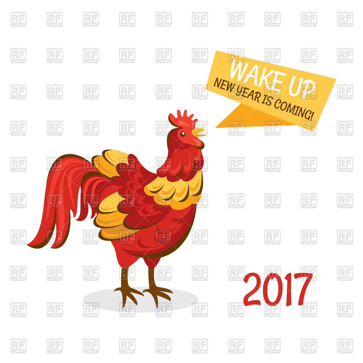 1200x1200 New Year Greeting Card With Rooster Royalty Free Vector Clip Art