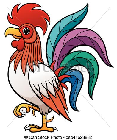 393x470 Vector Illustration Of Cartoon Rooster Vector