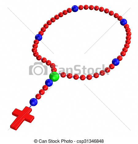 450x470 Rosary, Isolated On White Background. 3d Render. Drawing