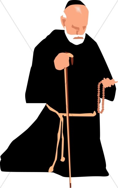 384x612 Catholic Monk With Rosary Clergy Clipart