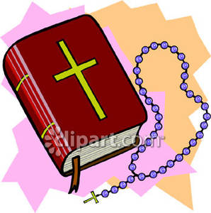 298x300 A Red Bible And Purple Rosary Beads