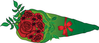350x152 Free Clip Art Picture Of A Bouquet Of Roses In Florist Paper