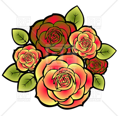 400x390 Stylized Roses Bouquet Royalty Free Vector Clip Art Image