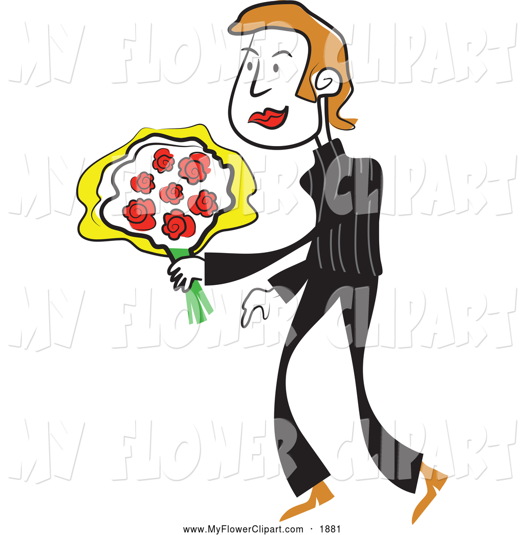 1024x1044 Clip Art Of A Young Man Carrying Bouquet Of Red Roses By Prawny
