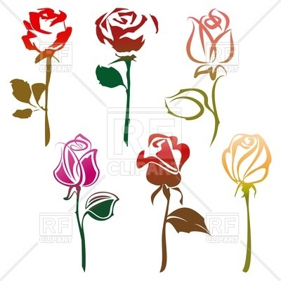 400x400 Set Of Stylish Roses Royalty Free Vector Clip Art Image