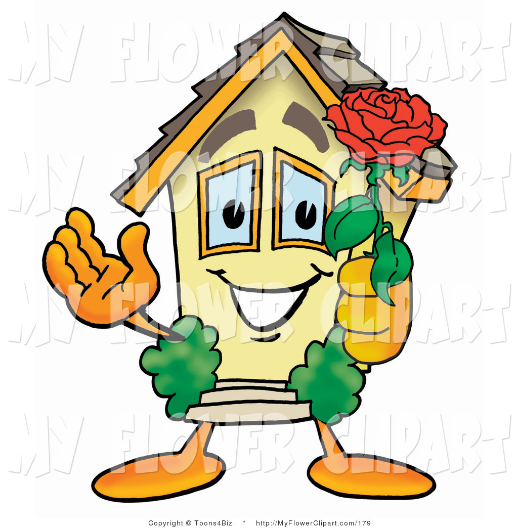 1024x1044 Clip Art Of A Home Mascot Cartoon Character Holding A Red Rose