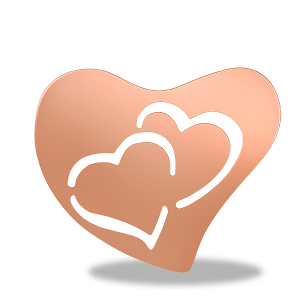 600x600 Double Heart Rose Gold Heart Shaped Disc For Lockets