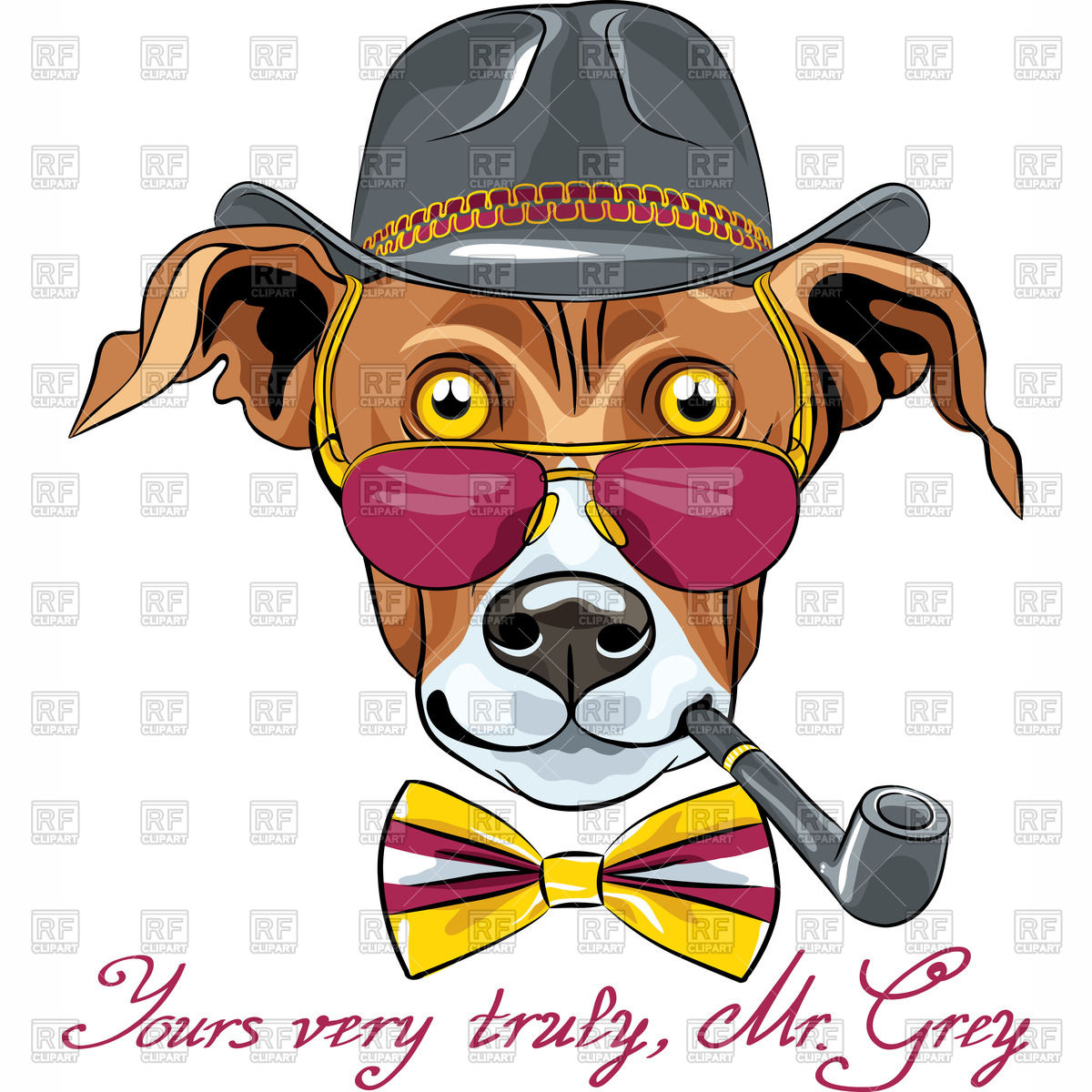 1200x1200 Rottweiler In A Brown Cap, With A Tie And A Cigarette Royalty Free