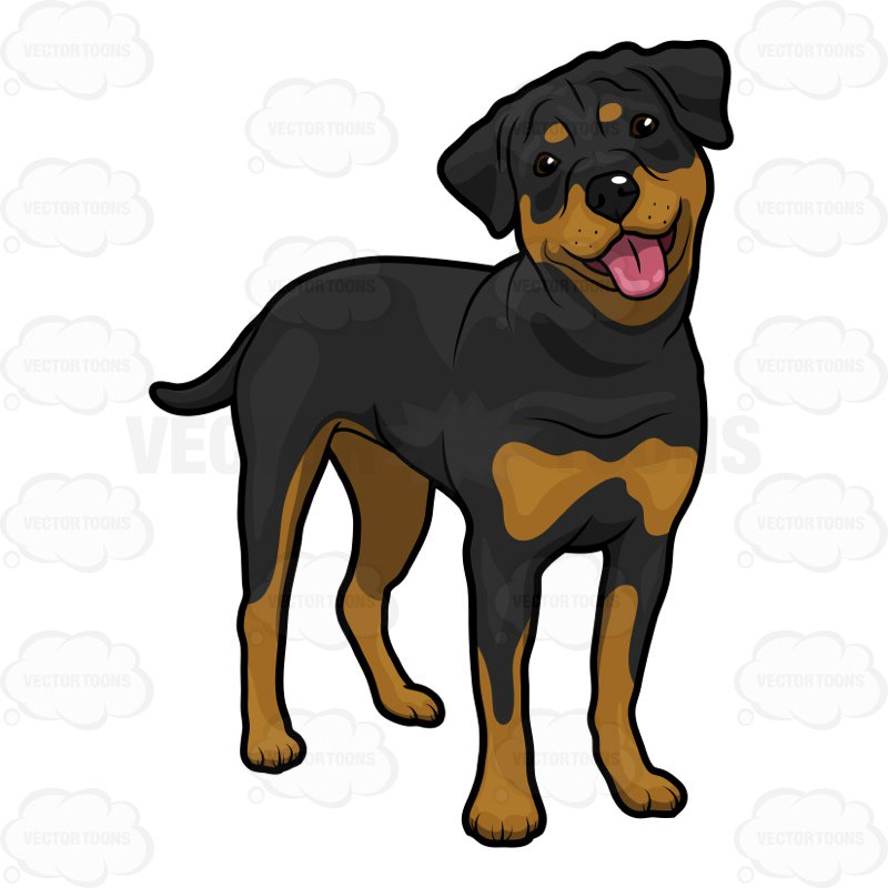 800x800 Black Dog Wagging Tongue Cartoon Clipart Vector Toons