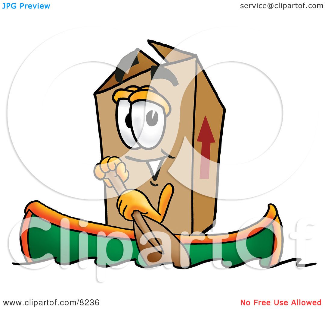 1080x1024 Clipart Picture Of A Cardboard Box Mascot Cartoon Character Rowing