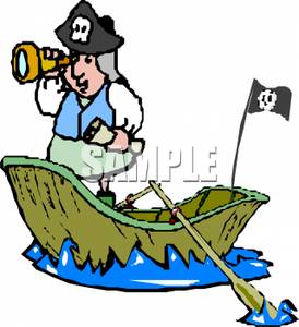 274x300 Royalty Free Clipart Image A Pirate In A Row Boat Looking Through