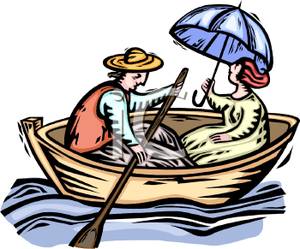 300x249 A Man Rowing A Boat With A Woman Holding An Umbrella