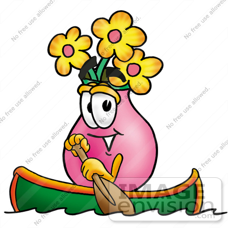 450x450 Clip Art Graphic Of A Pink Vase And Yellow Flowers Cartoon