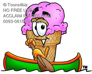 300x240 Stock Illustration Of An Ice Cream Cartoon Character Rowing A Boat
