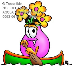 300x280 A Flower Cartoon Character Rowing A Boat