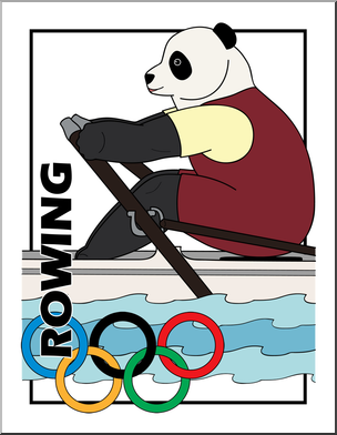 304x392 Clip Art Cartoon Olympics Panda Rowing Color I