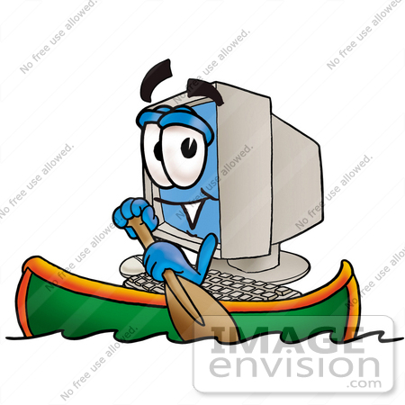 450x450 Cliprt Graphic Of Desktop Computer Cartoon Character Rowing