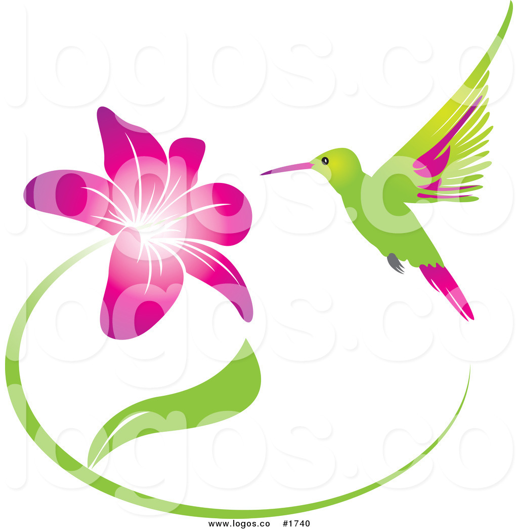 1024x1044 Royalty Free Humming Bird And Pink And Purple Flower Logo By