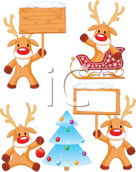 276x350 Digital Collage Of Rudolph Reindeer In Different Poses