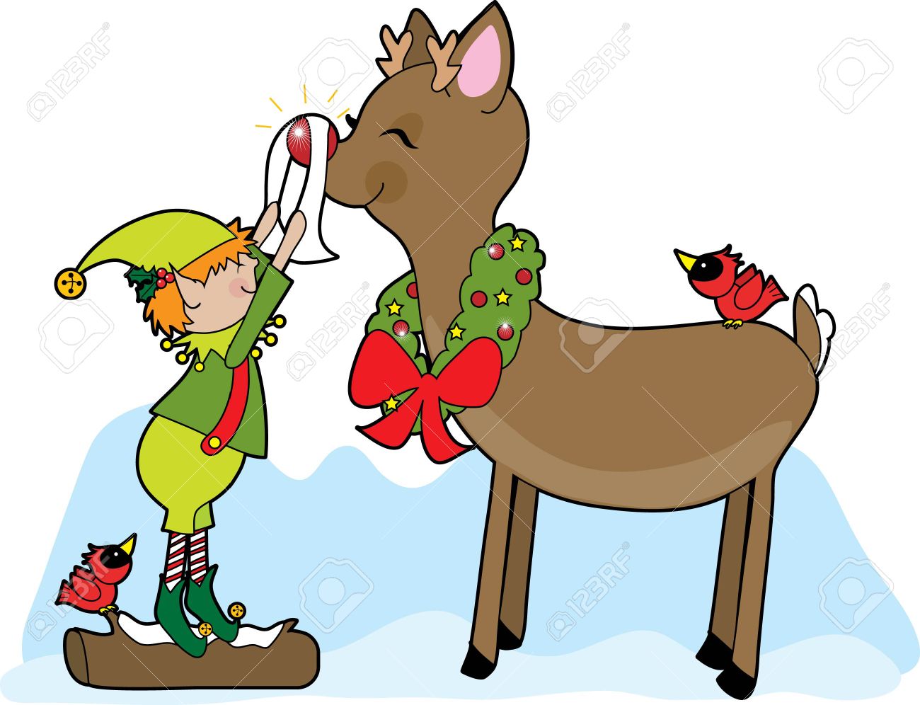 1300x996 Reindeer And Elf Clipart