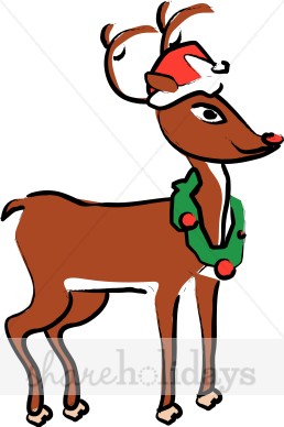258x388 Cartoon Rudolph In Santa Hat Reindeer Clipart
