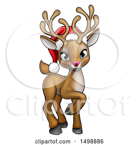 450x470 Clipart Of A Happy Red Nosed Reindeer Face Wearing A Christmas
