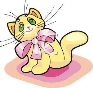 300x285 Yellow Kitten With A Pink Bow Sitting On A Rug