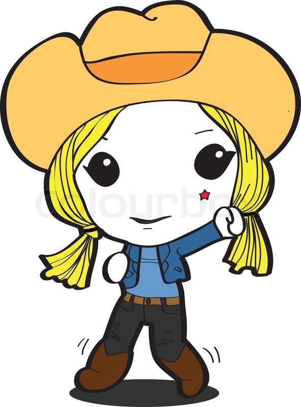 592x800 Blond Cowgirl Cartoon Stock Vector Colourbox