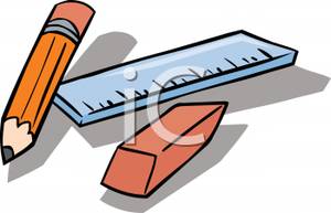 300x193 Clip Art Image A Pink Eraser With A Pencil And Ruler