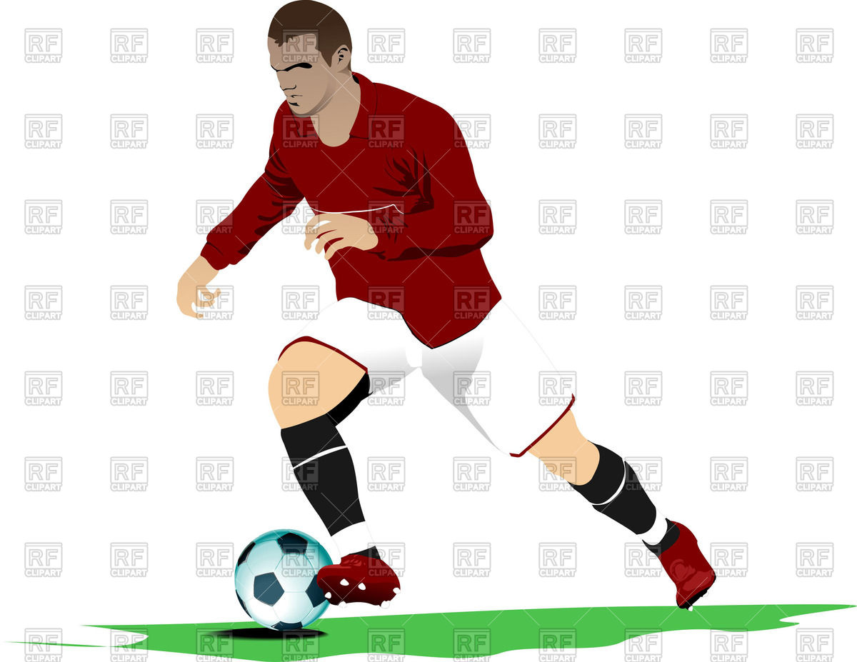 1200x927 Running Soccer Player With Ball Royalty Free Vector Clip Art Image