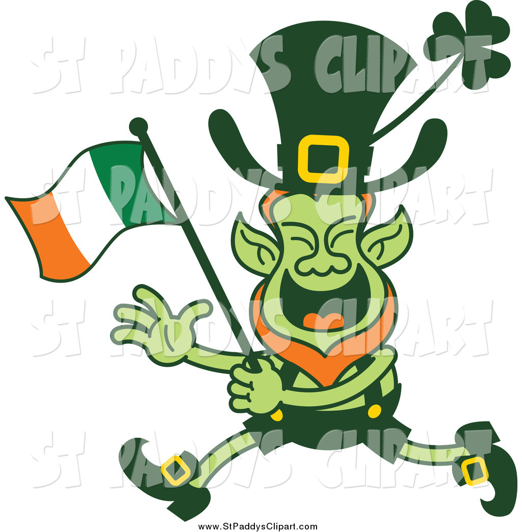 1024x1044 Vector Clip Art Of A St Paddys Day Leprechaun Running And Waving