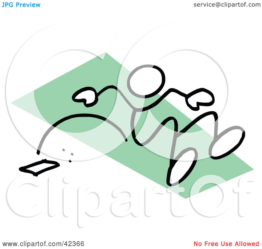 1080x1024 Clipart Illustration Of A Stick Figure Long Jumping On A Green