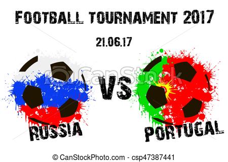 450x319 Banner Football Match Russia Vs Portugal. Vector Eps Vector