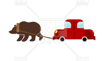 400x236 Tow In Russia. Russian Bear And Car. Royalty Free Vector Clip Art