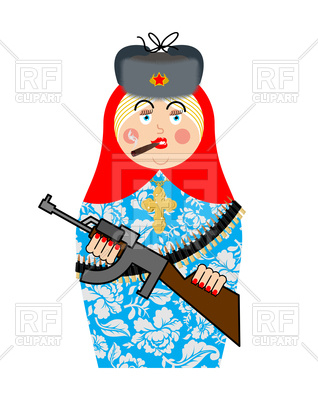 318x400 Russian Dolls With Gun And Cross Royalty Free Vector Clip Art