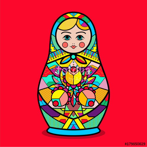 500x500 Matrioshka. Vector Traditional Russian Nesting Doll With Flower