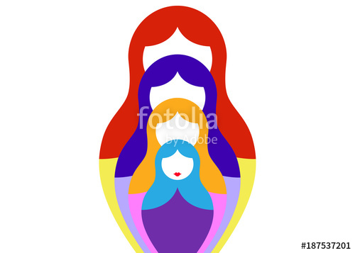 500x357 Russian Nesting Dolls Matrioshka, Set Icon Colorful Symbol