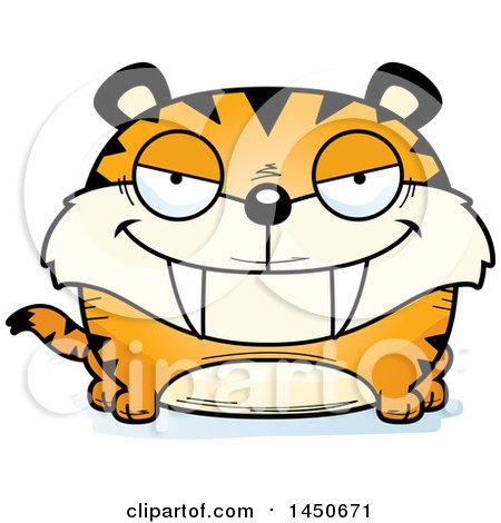 450x470 Clipart Graphic Of A Cartoon Sly Saber Toothed Tiger Character