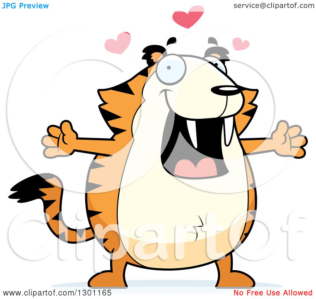 1080x1024 Clipart Of A Cartoon Loving Chubby Sabertooth Tiger With Open Arms