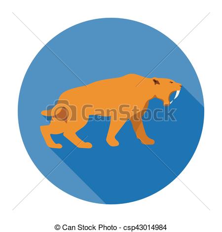 450x470 Saber Toothed Tiger Icon In Flat Style Isolated On White Vector