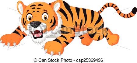 450x207 Vector Illustration Of Cartoon Tiger Jumping Vectors