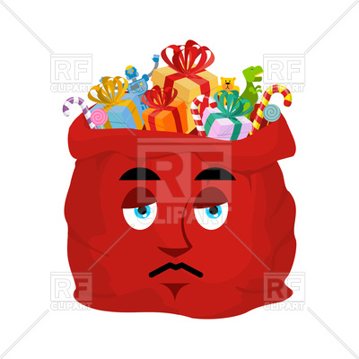 400x400 Santa's Bag Sad Emoji Royalty Free Vector Clip Art Image