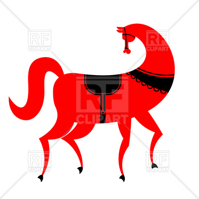400x400 Red Horse With Black Saddle Royalty Free Vector Clip Art Image