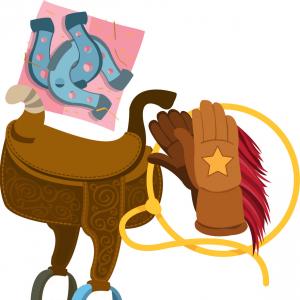 300x300 Vector Western Clip Art Of A Shiny New Golden Horseshoe On White