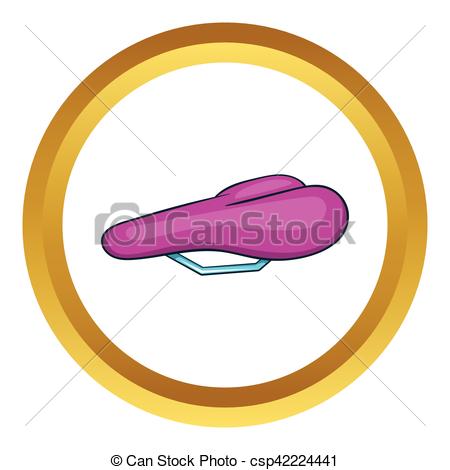 450x470 Bicycle Saddle Vector Icon In Golden Circle, Cartoon Style Eps
