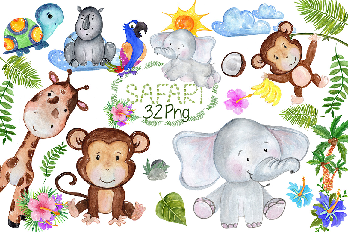 1162x775 Safari Animals Clipart By Vivastarkids Design Bundles