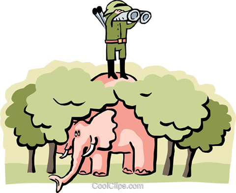 480x393 Elephant With Safari Man Royalty Free Vector Clip Art Illustration